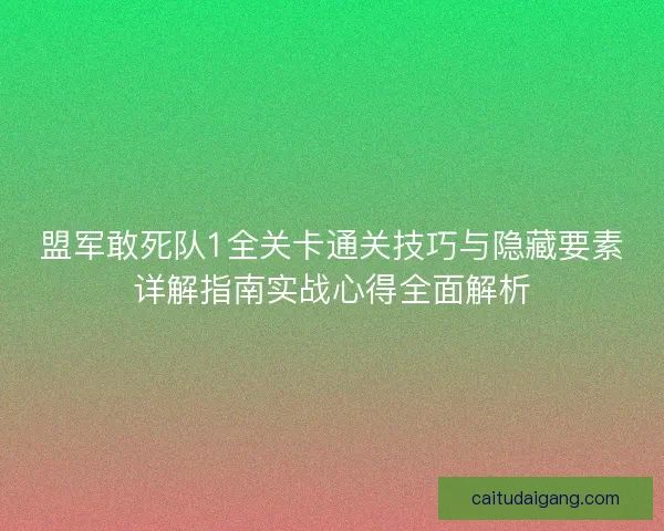 盟军敢死队1全关卡通关技巧与隐藏要素详解指南实战心得全面解析