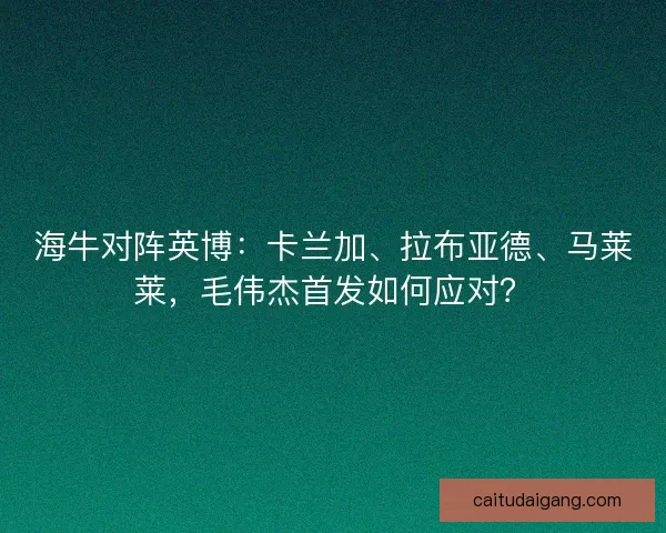 海牛对阵英博：卡兰加、拉布亚德、马莱莱，毛伟杰首发如何应对？