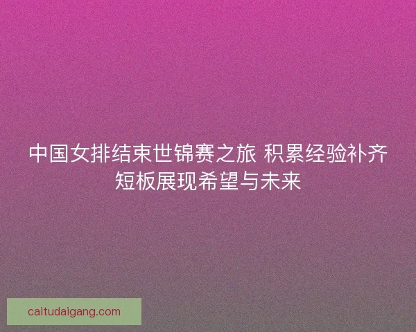 中国女排结束世锦赛之旅 积累经验补齐短板展现希望与未来
