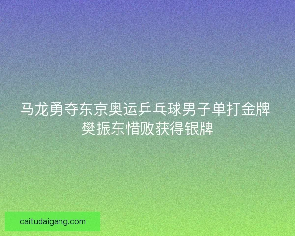 马龙勇夺东京奥运乒乓球男子单打金牌 樊振东惜败获得银牌