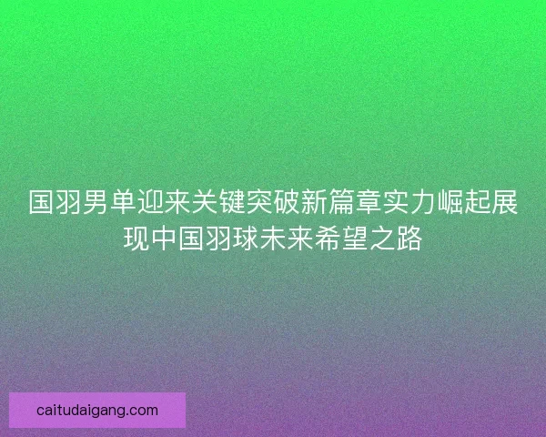 国羽男单迎来关键突破新篇章实力崛起展现中国羽球未来希望之路