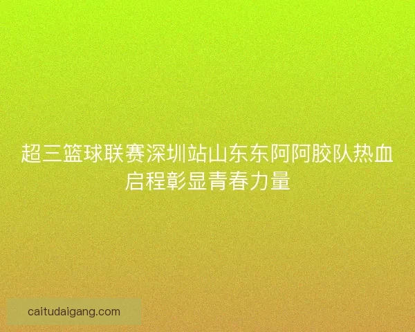 超三篮球联赛深圳站山东东阿阿胶队热血启程彰显青春力量
