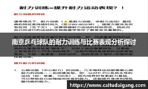 南京乒乓球队的耐力训练与比赛表现分析探讨